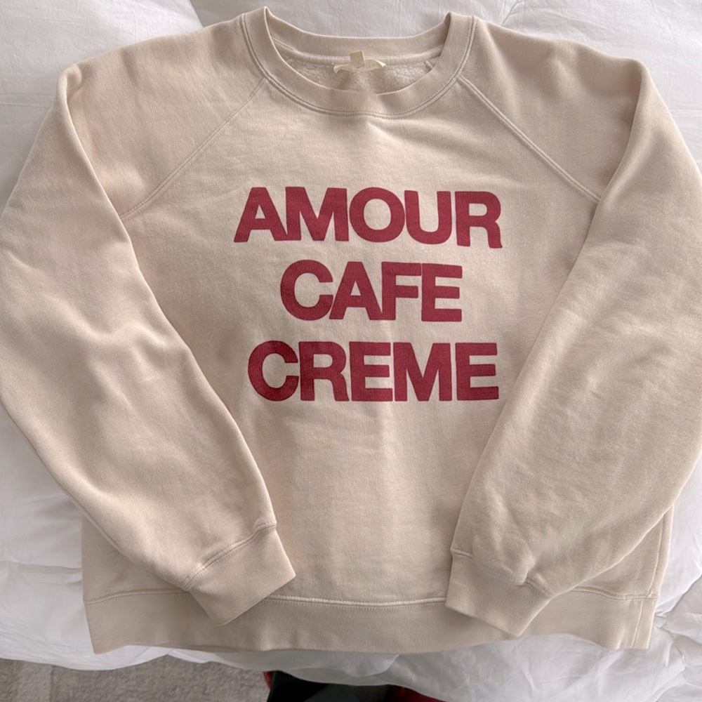 Sezane Crewneck Sweatshirt in Cream with Red Graphic